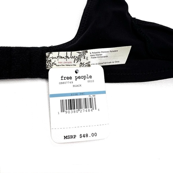 Free People Intimately Underwired Bra Size 34C Black Unlined New NWT - Picture 5 of 6